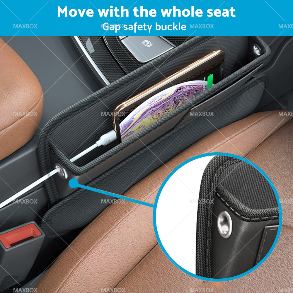 {{ Car Seat Gap Storage Bag Organizer PU Leather With Exclusive Charging Cable Hole }} - Buy Car Parts Online at {{ Kaka Auto Parts }}.