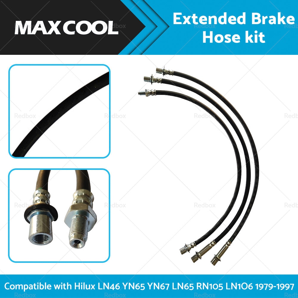 Extended Brake Hose Kit Suitable For Hilux LN106 LN46 LN60 LN65 RN105 YN65 YN67