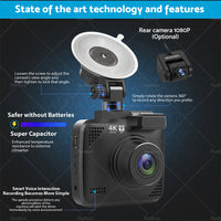 4K Built in WiFi GPS Car Dash Camera Recorder UHD 2160P LCD 170¡ã WDR Night Visio