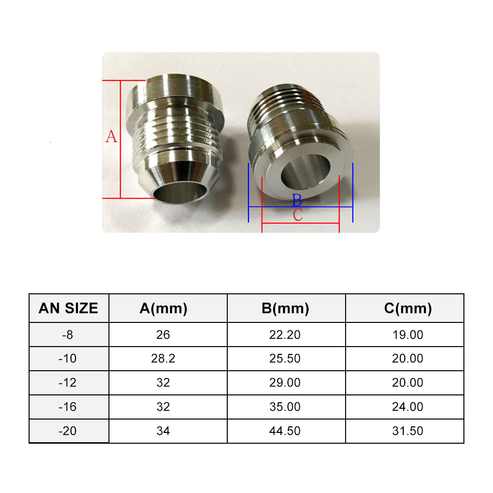 AN10 Male Aluminium weld on JIC bungs x 2 fitting -10AN JXSS032-10-A