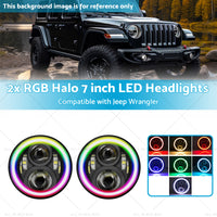 RGB Halo 7 inch LED Headlights Projector Hi Lo Beam DRL Suitable for Jeep GQ