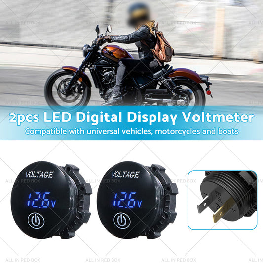 Car Panel Voltmeter 2PCS Volt Gauge Voltage Meter 12V-24V LED Digital Display DC