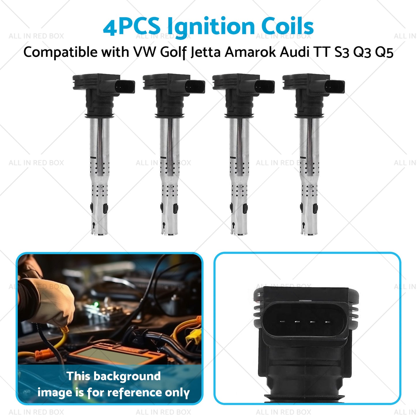 4PCS Ignition Coils Suitable for VW Golf Jetta Amarok Audi Q3 Q5 TT S3 1. 8L 2. 0L