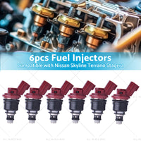 6PCS 740CC Fuel Injector 16600-RR544 Suitable for Nissan Skyline Terrano Stagera