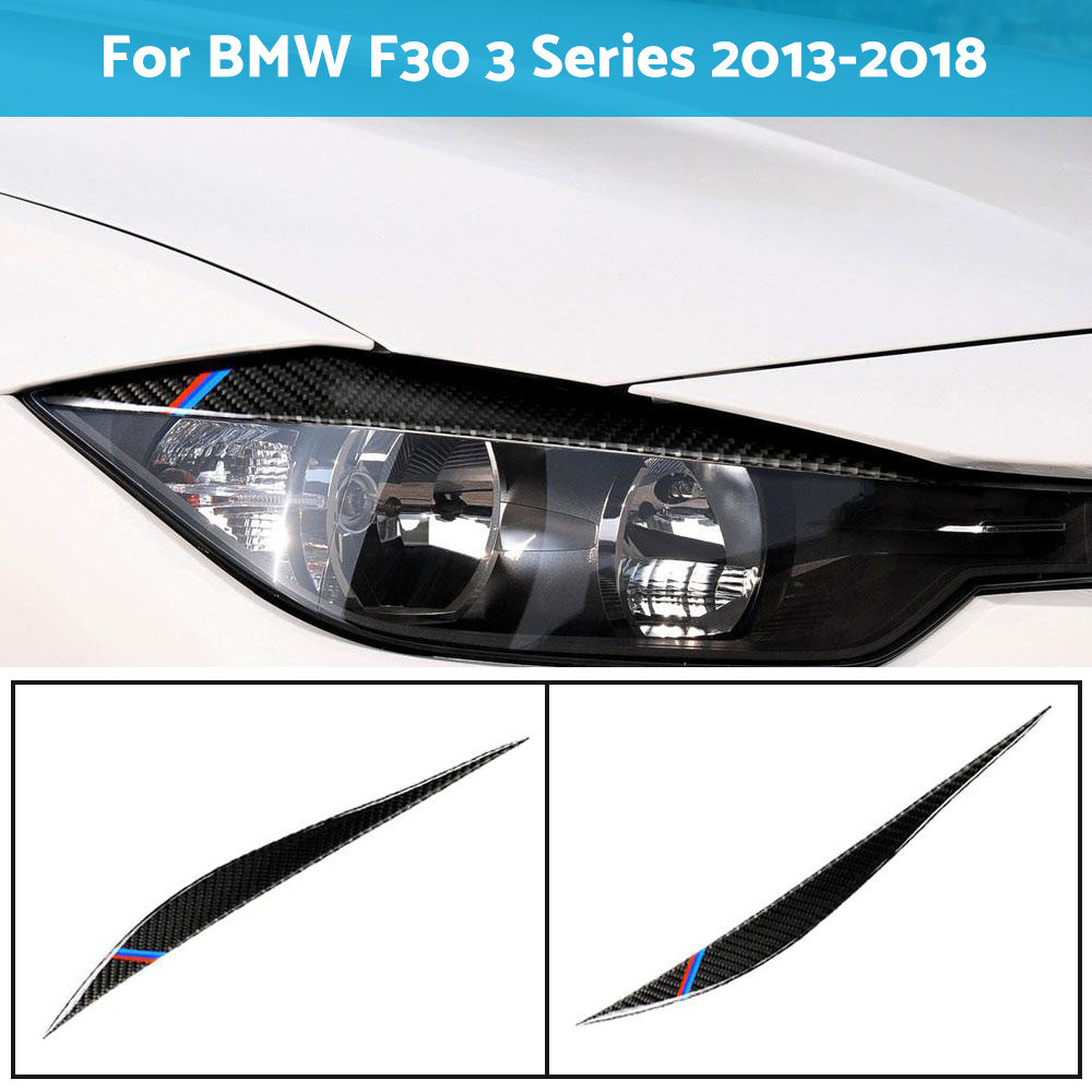 Carbon Fiber Eyelids Eyebrow Headlight Retrofit Accessories for BMW F30 3 Series