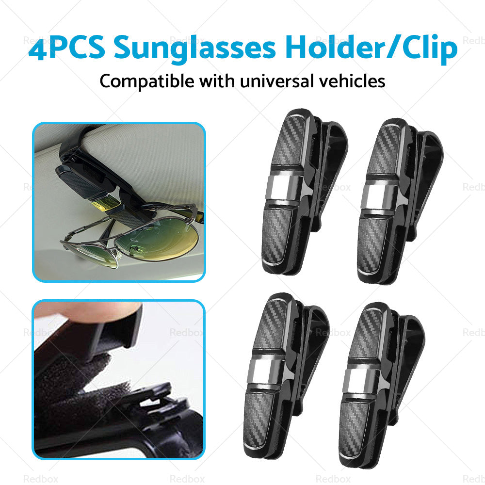 4PCS Luxury Car Sunglasses Holder Car Visor Sunglasses Clip Sun Ticket Card Hold