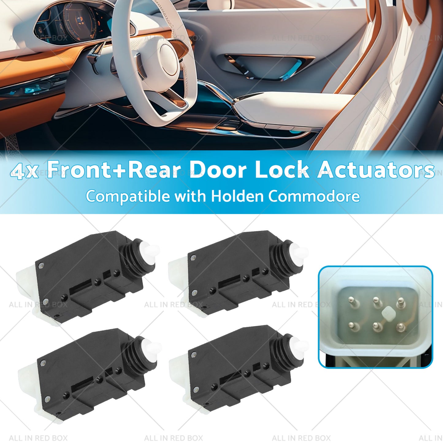 4x FrontRear Door Lock Actuators Suitablefor 99-05 Holden Commodore VT VX VU VY