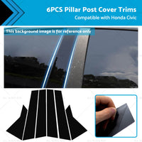 6x Black Pillar Post Cover Trims Suitable for 2022 Honda Civic