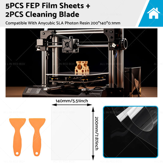 5PCS 3D Printer FEP Film Sheets2PCS Cleaning Blade Suitable For Anycubic Resin