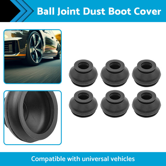 6PCS Universal Black Rubber Ball Joint Dust Boot Cover Tie Rod End Set  Kit Part