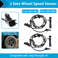 2SET Front Rear LH or RH ABS Wheel Speed Sensor Suitable for Jeep Wrangler JK 07-17