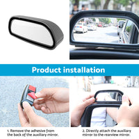 Pair Car Side Blind Spot Mirror Adjust Wide Angle Rear View HD Auxiliary Parking