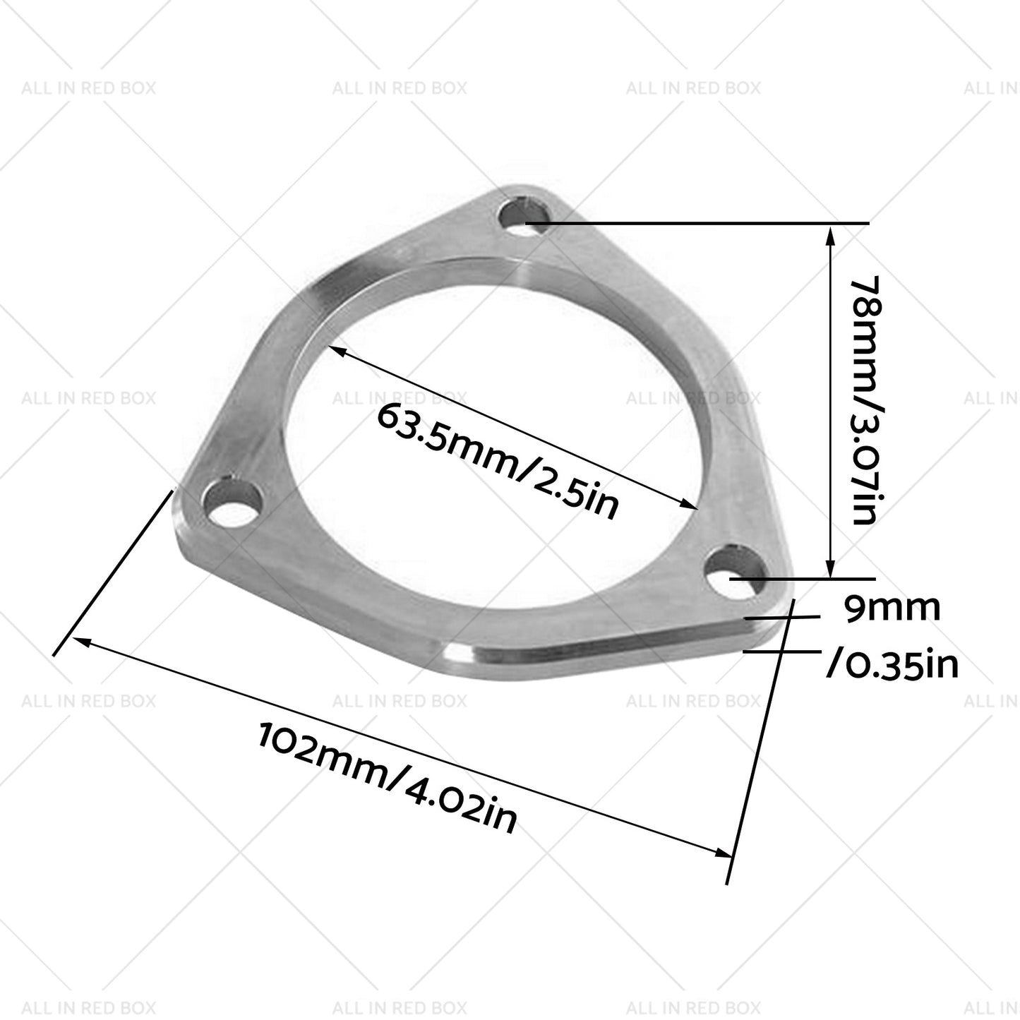 Universal Exhaust Flange Plate Set 304 Stainless Steel 2.5" 63mm 3 Bolt Gasket