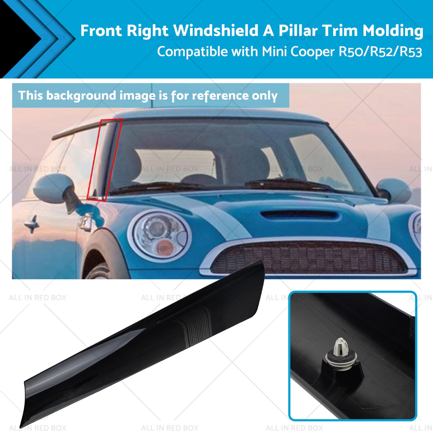 Windshield A Pillar Trim Molding Front Right Suitable for BMW Mini R53 R50 R52