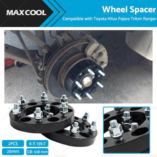 2X Wheel Spacers 25mm 6x139.7 Suitable For Toyota Hilux Pajero Triton Ranger