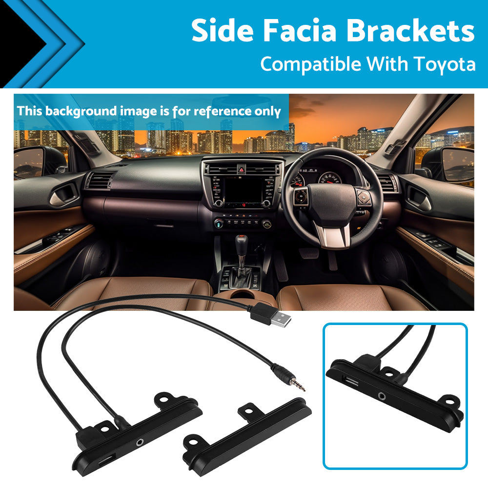 2 DIN Fascia Facia dash kit side trims BracketsUSB AUX port Suitable For Toyota