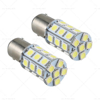 2x 12V BA15D LED White 27 SMD 5050 For Caravan Car Auto Indicator Signal Light