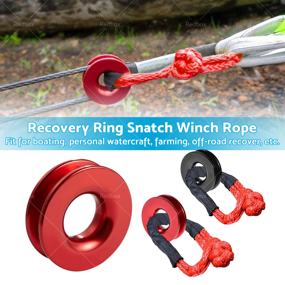 37479lbs Recovery Ring Snatch Block Pulley w/ Soft Shackle Tow Winch Rope Straps