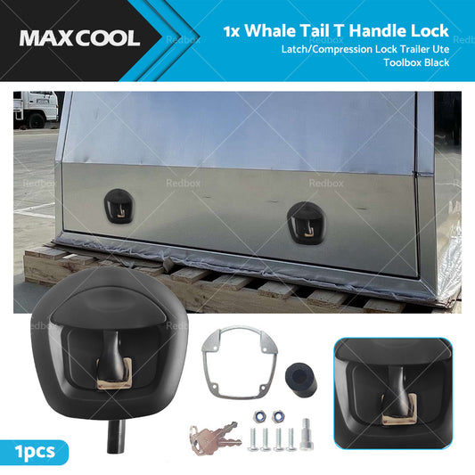 1x Black Recessed Folding T Lock  or  Handle  Trailer Toolbox  Drop T Whale Tail