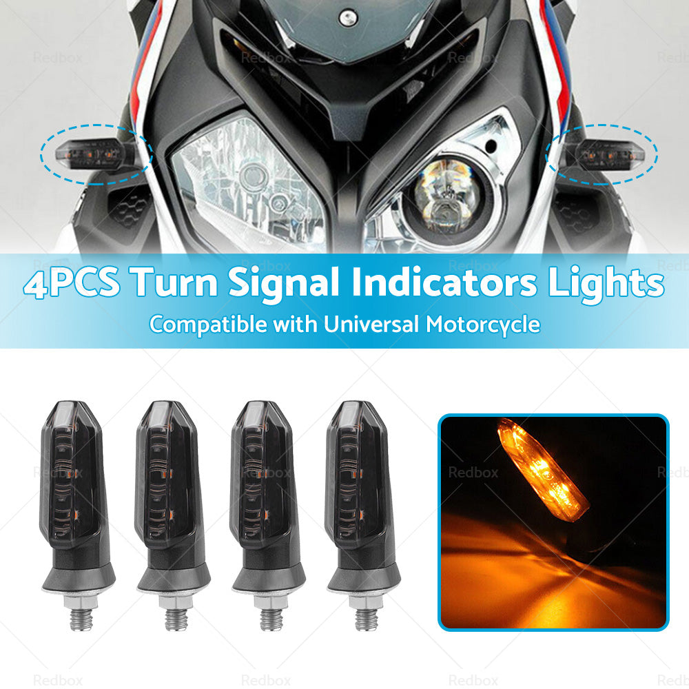 4 x Motorcycle Indicators Bike LED Turn Signal Light Blinkers Amber Universal AU