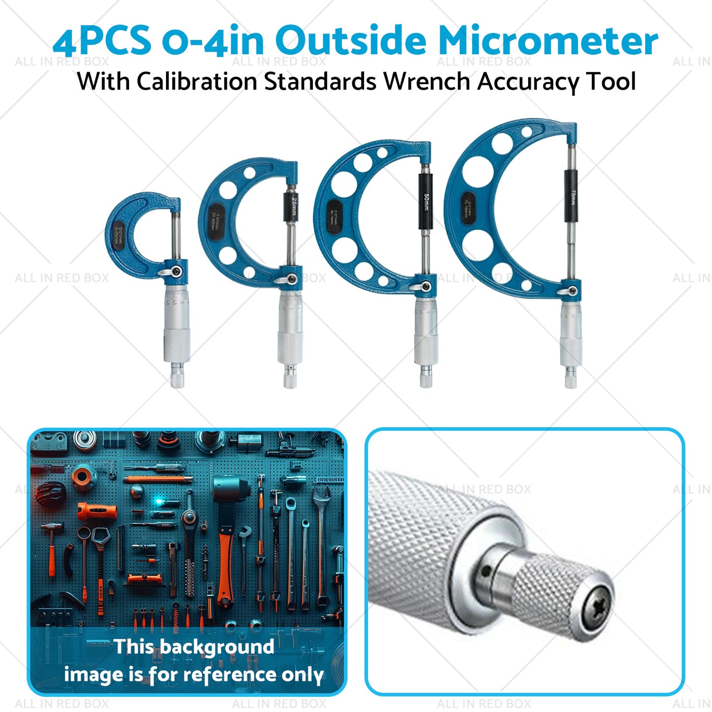 0-4in Outside Micrometer Set With Calibration Standards Wrench Accuracy Tool