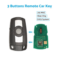 Remote Control Car Key Fob For BMW 1 or 3 or 5 X5 X6 Series Replacement Smart 315Mhz