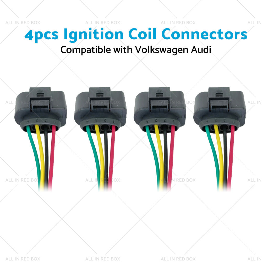 4PCS Ignition Coil Connector Repair Harness Plug 1J0973724 Suitable For VW Audi