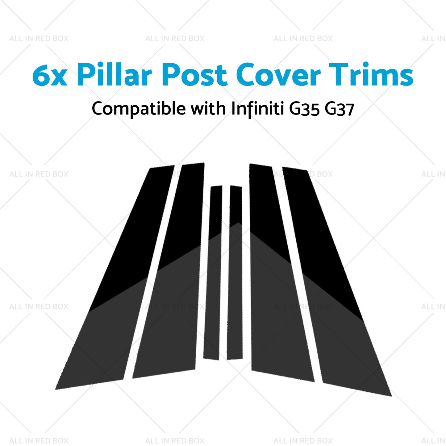 6x Black Pillar Post Cover Trims Suitable for Infiniti G35 G37 Sedan 02-13