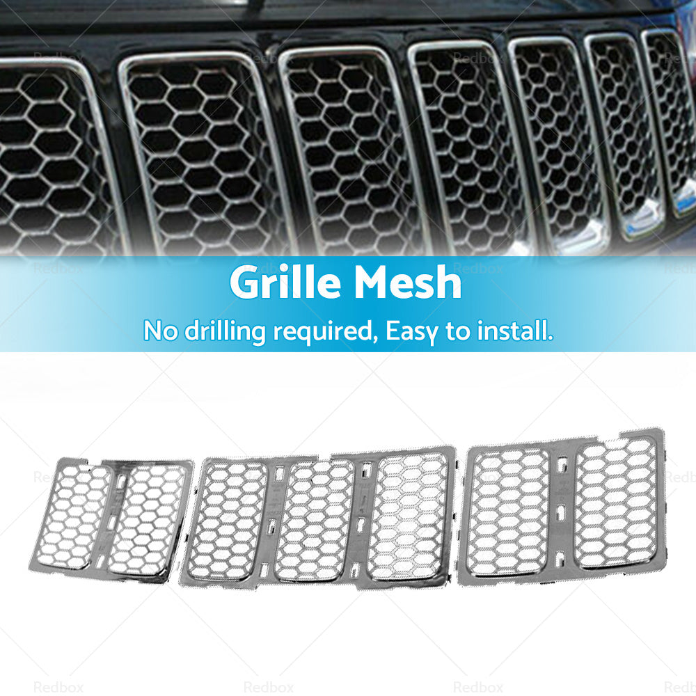 Front Grill Mesh Grille Insert Cover Kit Suitable For Jeep Grand Cherokee 14-16