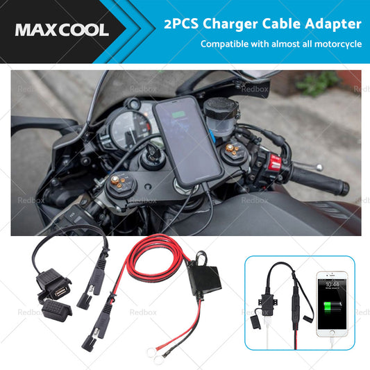 2PCS Waterproof Motorcycle Bike SAE to USB Charger Cable Adapter for GPS Phone