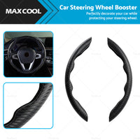 2x Black Carbon Fiber Car Steering Wheel Booster Non-Slip Cover Trim Accessories