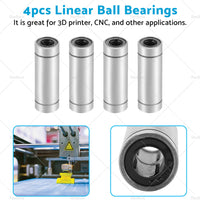 4PCS LM8UU Extra Long Linear Ball Bearings 8mm Bore Dia 15mm OD 45mm Length