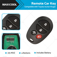 Remote Car Key with Battery 315 MHz Suitable for Toyota Aurion Kluger 2006-2013