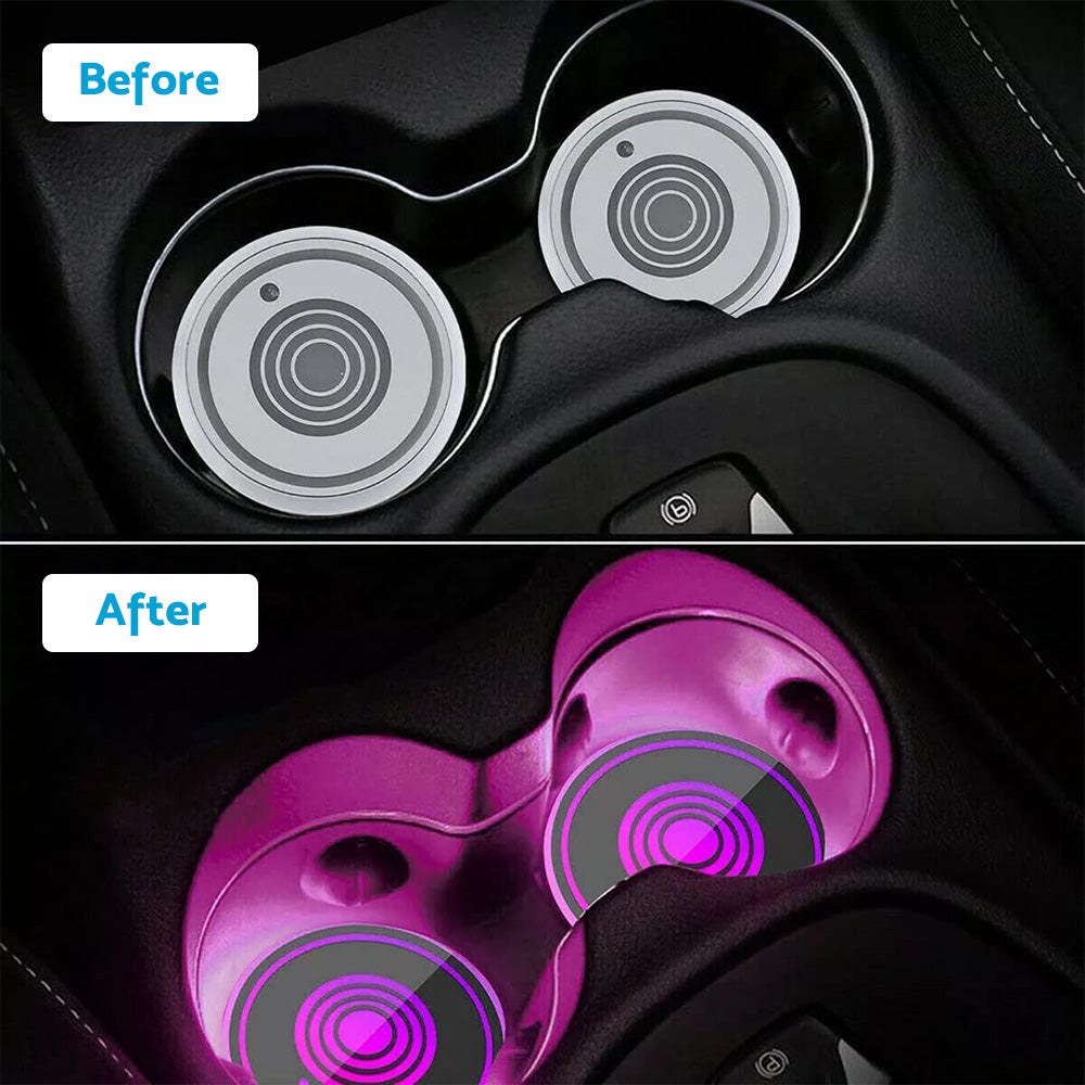 2x Cup Pad LED Lights Cover Interior Decoration Lamp 7 Colors Suitable for Unive
