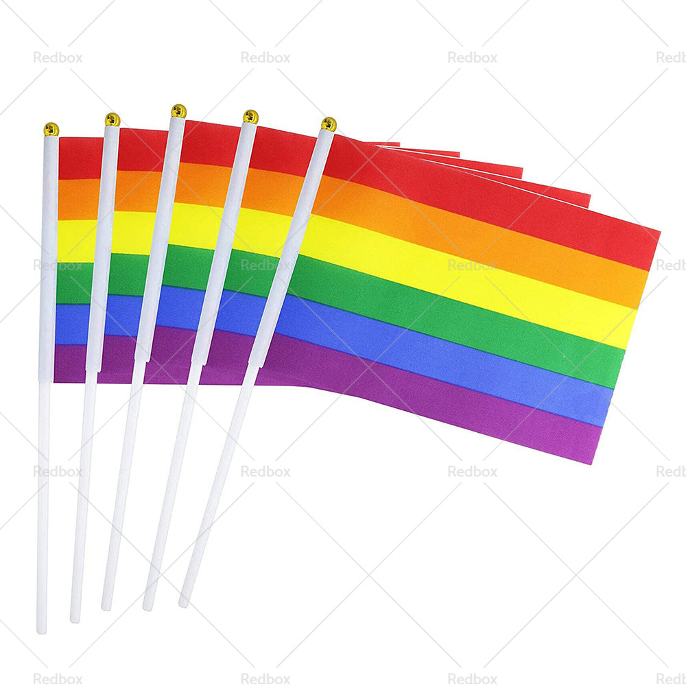 100x Small Rainbow Flag Gay Lesbian LGBT 14 x 21 cm Pride Mini Flags Hand Waving