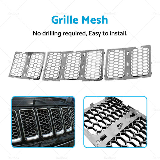 Front Grill Mesh Grille Insert Cover Kit Suitable For Jeep Grand Cherokee 14-16