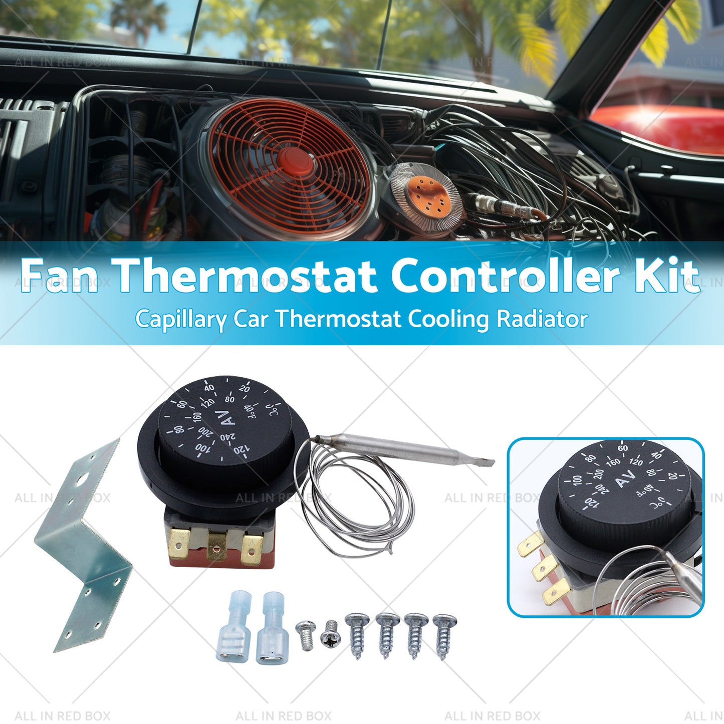 12V Adjustable Fan Thermostat Kit Thermostat Controller Kit 0-120°C AU