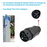 EVSE EV Adaptor 32A J1772 Type 1 to Type 2 Plug EV Adapter, Electric Cars V A3Y2