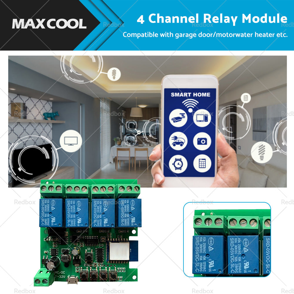 WIFI Bluetooth-compatible AC DC 4 Channel Relay Module Development Board