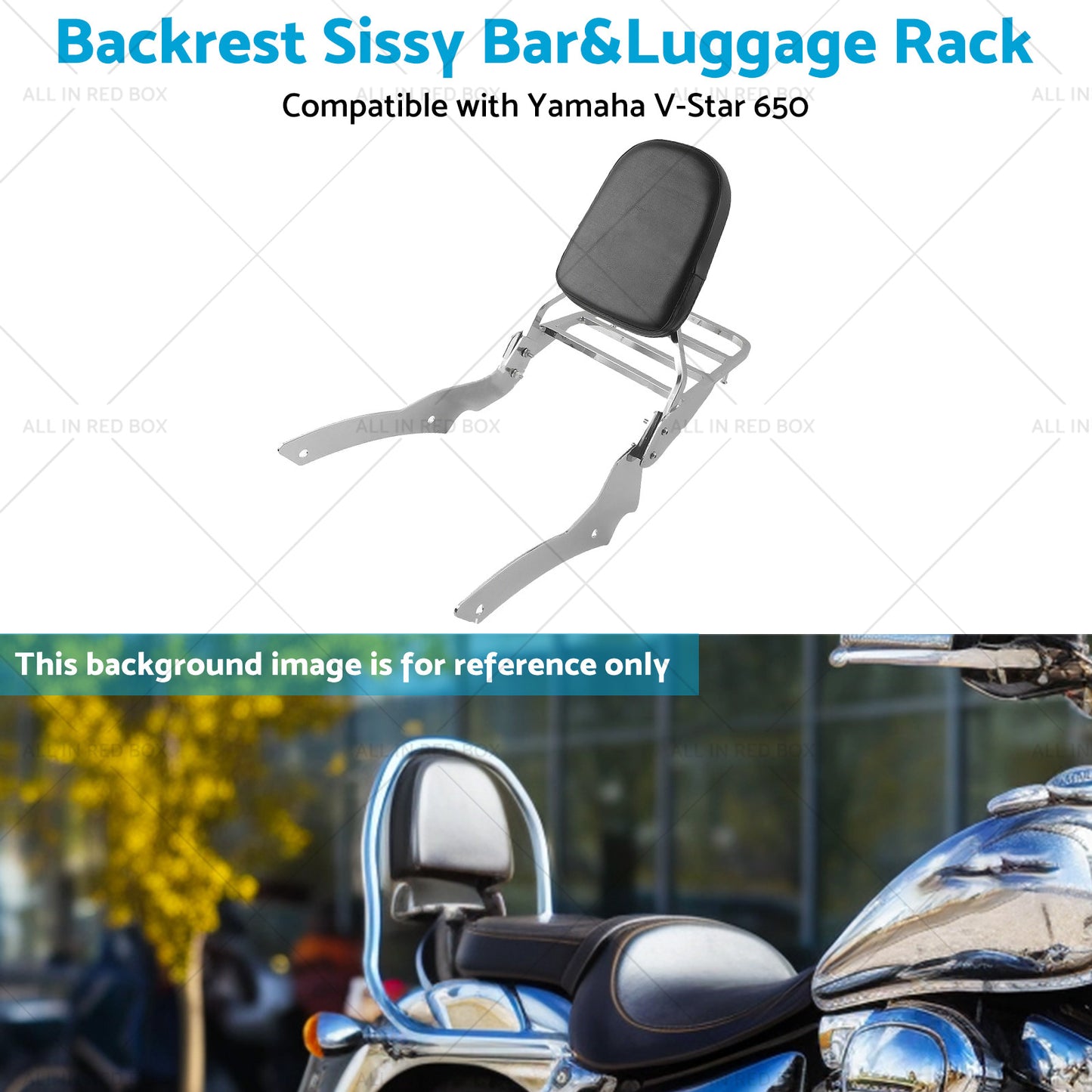 Backrest Sissy Bar Luggage Rack Suitable for Yamaha V-Star 650 Custom XVS650