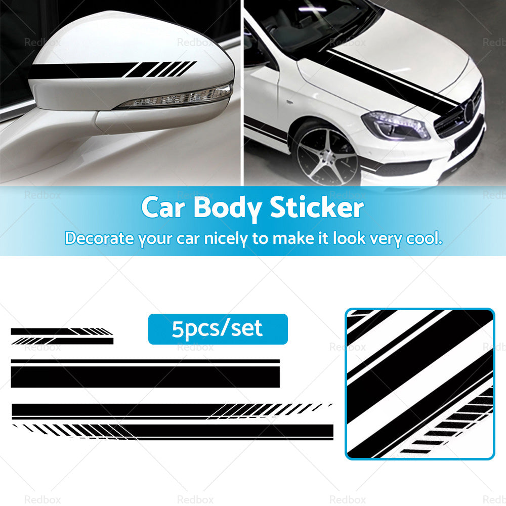 5x Car Side Body Sticker Vinyl Hood Roof Decals Racing Long Stripe Universal