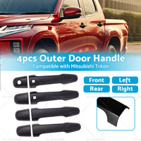 4PCS Matt Black Door Handle Cover Suitable For Mitsubishi Triton MQ MR 2015-2021