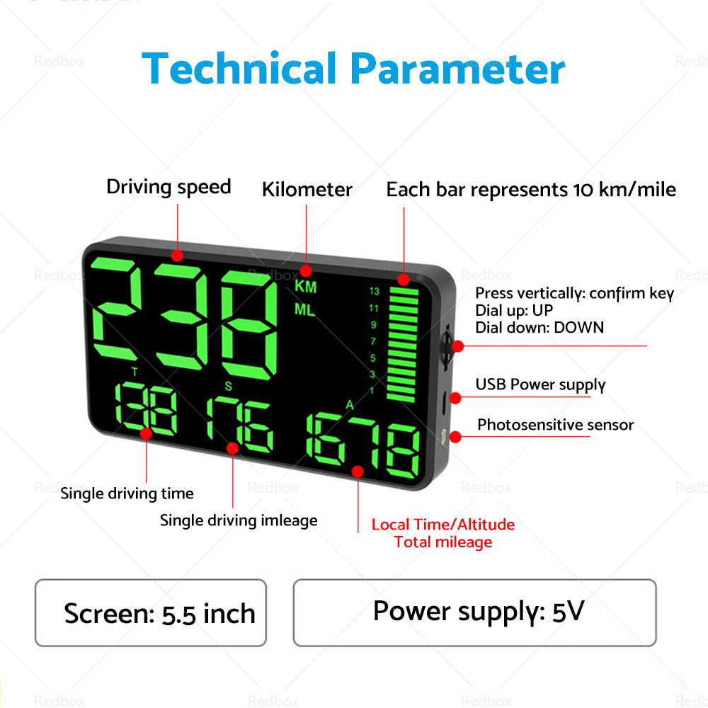 5.5'' Speedometer Odometer Display MPH KMH with Over Speeding Alarm Universal