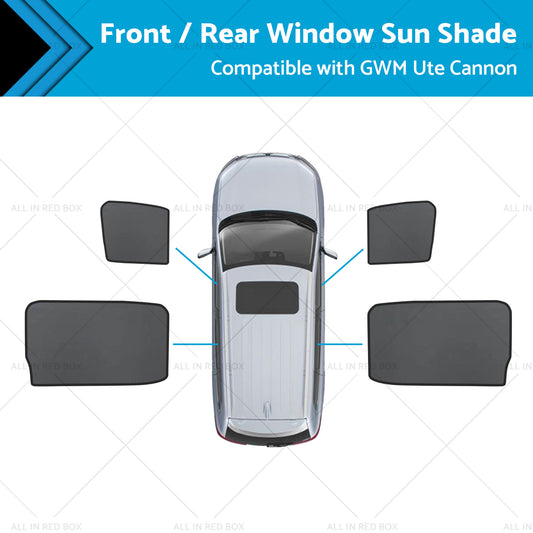 Front Rear Window Sun Shade Magnetic Mesh Suitable for GWM UTE Cannon 2021-2024