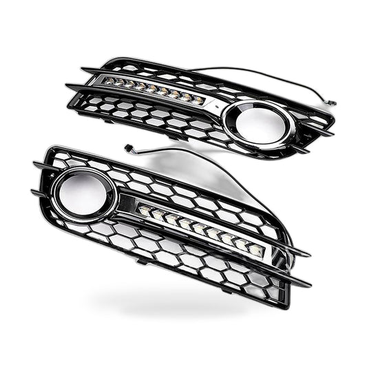 LED Flow Daytime Running Light Yellow Turn Signal Mesh Fog Light Frame for 09-11 - ZT2