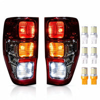Chrome Tail Light Assembly LH RH with LED Globes Suitable for Ford Ranger Ute - ZT2