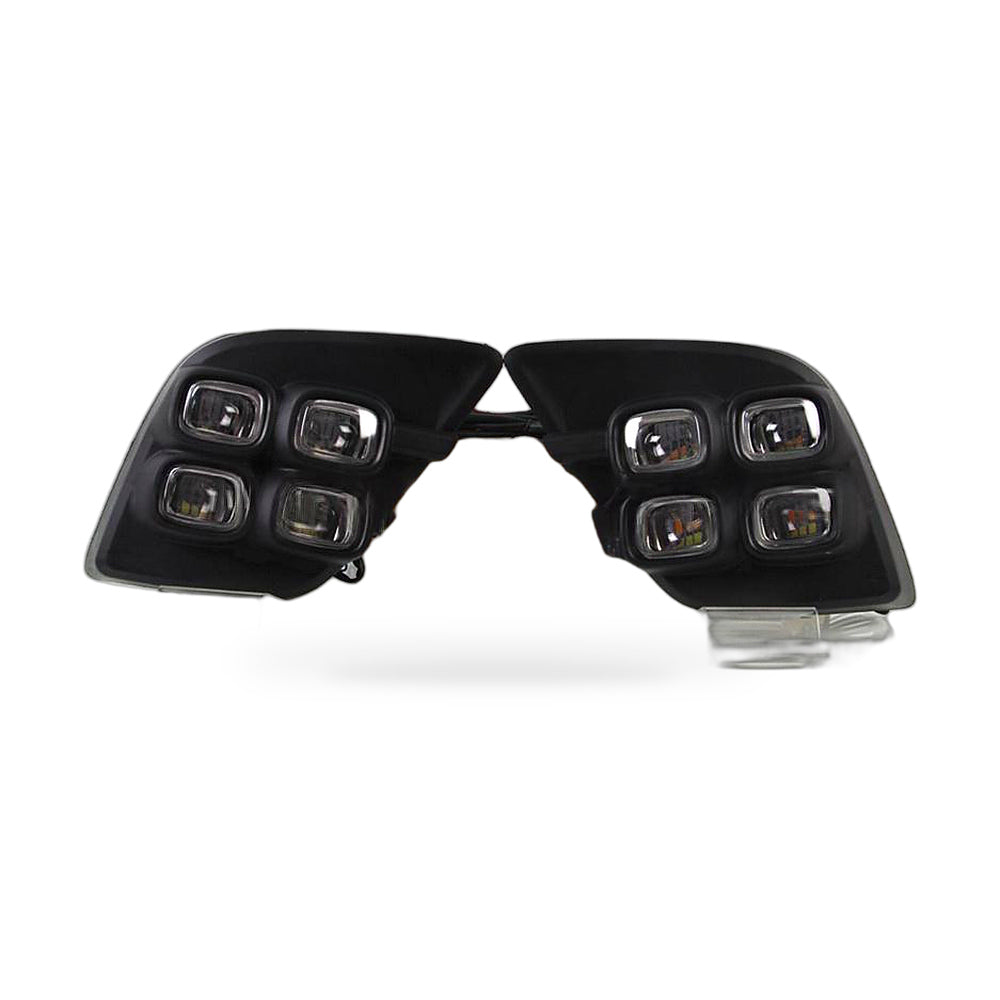 LED DRL Fog Light Frame Suitable for Toyota Hilux Revo 2015-2017 4-Eye White - ZT2