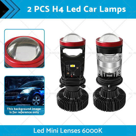 2x Led Car Lamps H4 Y7D Bi Led Mini Lenses 6000K