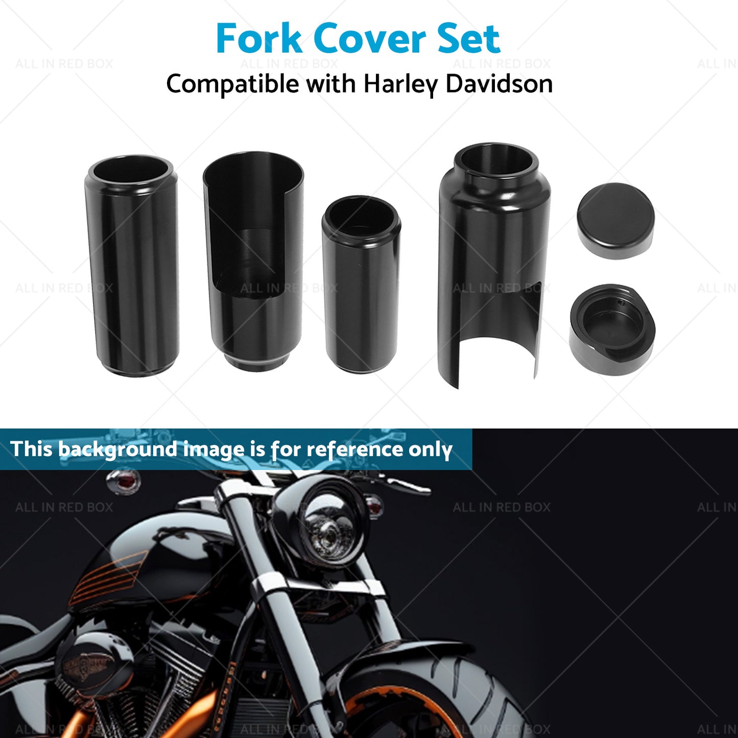 Black Fork Cover Set For Harley Softail M8 Street Bob 2018-2022 Full