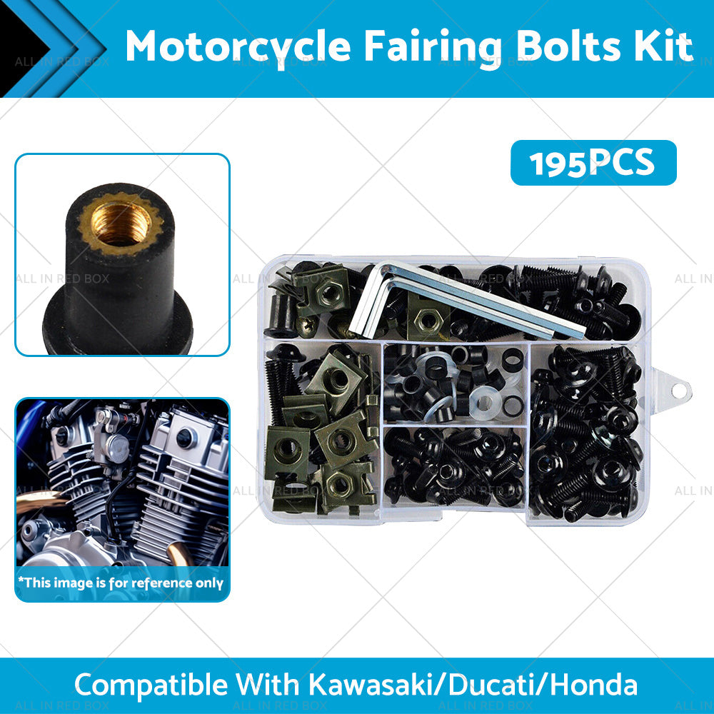 195PCS Motorcycle Fairing Bolt Body Screw Suitable For Kawasaki Ducati Honda